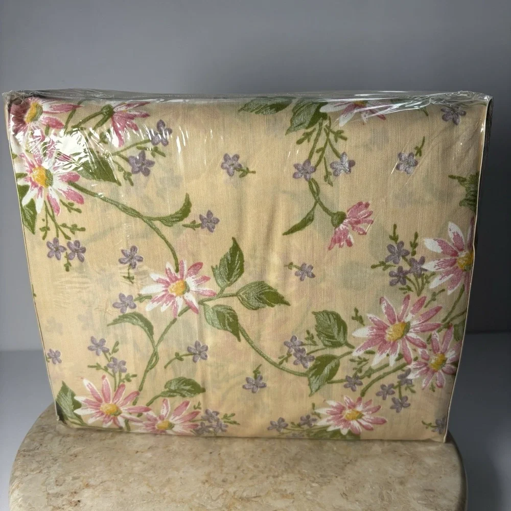 Vintage Thomaston Floral DAISY 3‎ Piece Sheet Set Twin NEW USA 70 Poly 30 Cotton